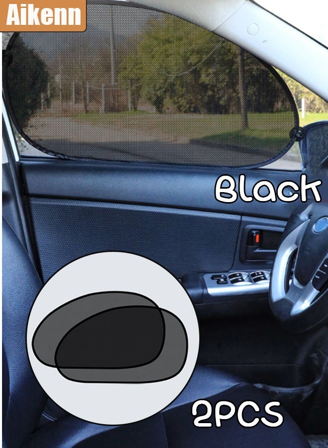 أيكين ستائر Aikenn 2 قطعة لحماية نوافذ السيارة من أشعة الشمس فوق البنفسجية، ستائر جانبية، ستائر شبكية للحماية من أشعة الشمس فوق البنفسجية، مناسبة للمركبات والشاحنات والسيارات (أسود) - Image 1