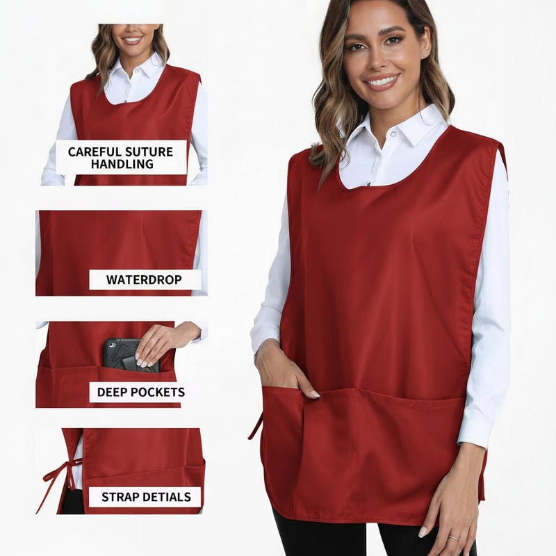 Xeoxarel Unisex Cobbler Apron with 3 Pockets Vest, Universal Apron for Women or Men Wine Red - Image 4