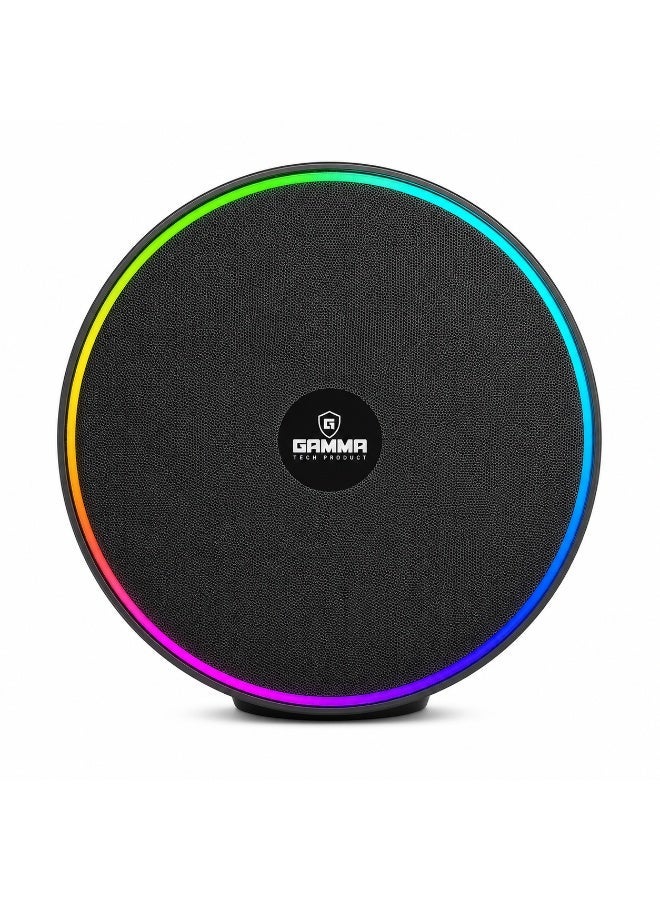 Gamma GT-717 Portable Wireless Speaker – 360° Surround Stereo Sound with 8W Speaker Output, Dynamic RGB Lighting Effects, Bluetooth Wireless Audio Streaming, USB & TF Card Playback Support, Type-C Charging Port, Built-in 2400mAh Rechargeable Battery, Durable ABS Construction, Ideal for Home, Travel, Outdoor Parties & Everyday Entertainment – Black - Image 1