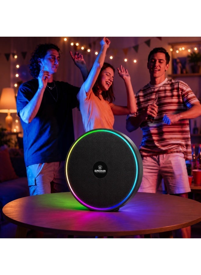 Gamma GT-717 Portable Wireless Speaker – 360° Surround Stereo Sound with 8W Speaker Output, Dynamic RGB Lighting Effects, Bluetooth Wireless Audio Streaming, USB & TF Card Playback Support, Type-C Charging Port, Built-in 2400mAh Rechargeable Battery, Durable ABS Construction, Ideal for Home, Travel, Outdoor Parties & Everyday Entertainment – Black - Image 4