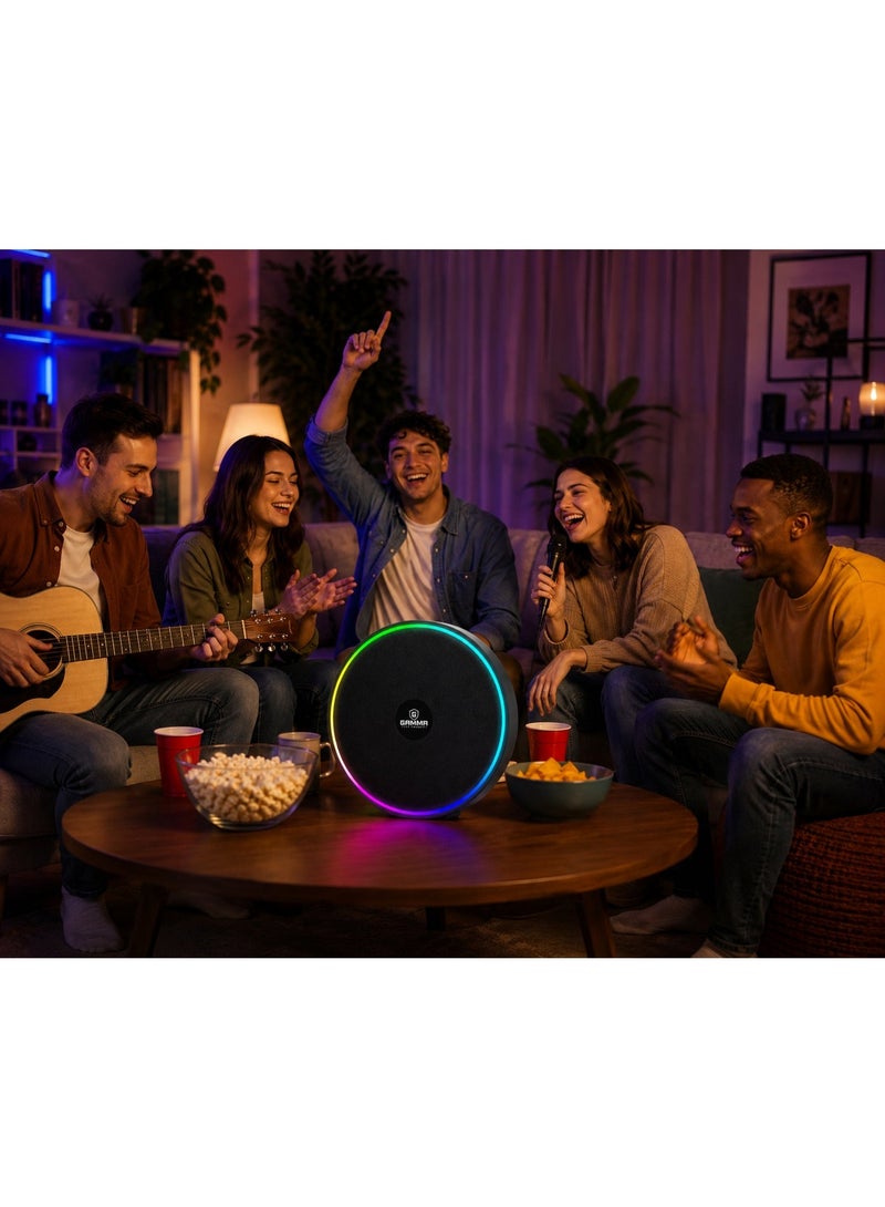 Gamma GT-717 Portable Wireless Speaker – 360° Surround Stereo Sound with 8W Speaker Output, Dynamic RGB Lighting Effects, Bluetooth Wireless Audio Streaming, USB & TF Card Playback Support, Type-C Charging Port, Built-in 2400mAh Rechargeable Battery, Durable ABS Construction, Ideal for Home, Travel, Outdoor Parties & Everyday Entertainment – Black - Image 3