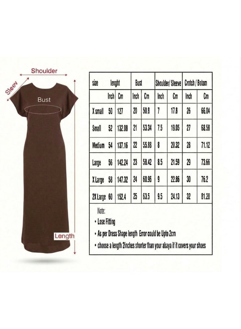 طقم عباية داخلية CEY فاخر من MA، فستان ماكسي نسائي طويل ومحتشم، كاجوال/رسمي تحت العباية (جلابية)، مريح ذو ملمس ناعم على الجسم، قماش جيد التهوية ومناسب للارتداء في جميع الفصول (المقاسات من S إلى XL). - Image 4