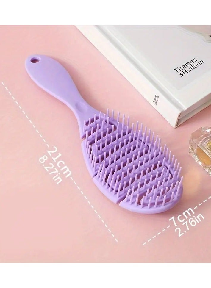 Rozino 1 PC Solid Color Hollow Out Brush Vented Scalp Massage Brush - PURPLE - Image 3