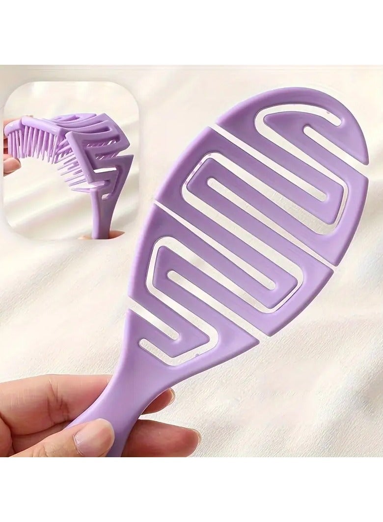 Rozino 1 PC Solid Color Hollow Out Brush Vented Scalp Massage Brush - PURPLE - Image 1