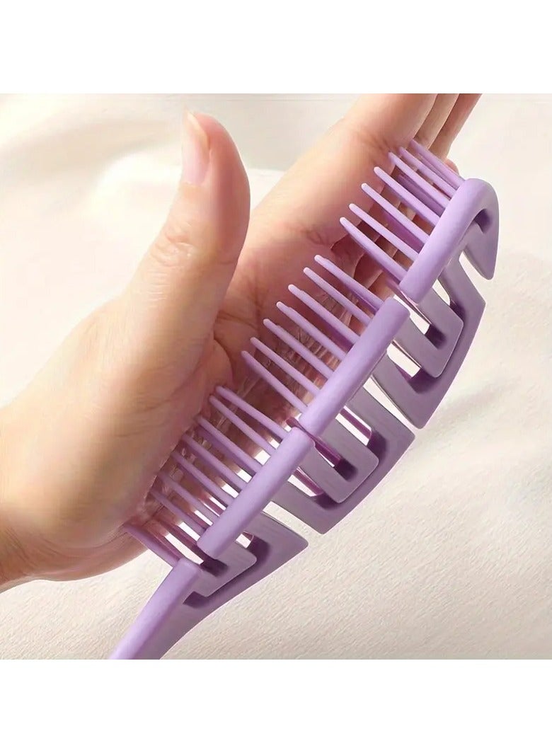 Rozino 1 PC Solid Color Hollow Out Brush Vented Scalp Massage Brush - PURPLE - Image 4