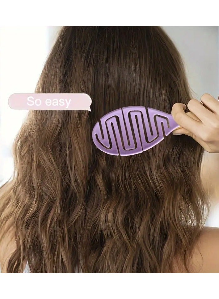 Rozino 1 PC Solid Color Hollow Out Brush Vented Scalp Massage Brush - PURPLE - Image 2