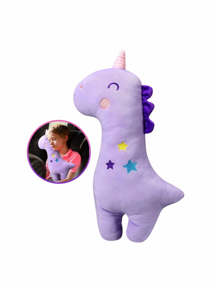 Seat Belt Pillow Kids - Cover, Vehicle Shoulder Pads, Car Seatbelt Cushion for Kids, Strap Pillows Animal Travel (Purple) - Image 1