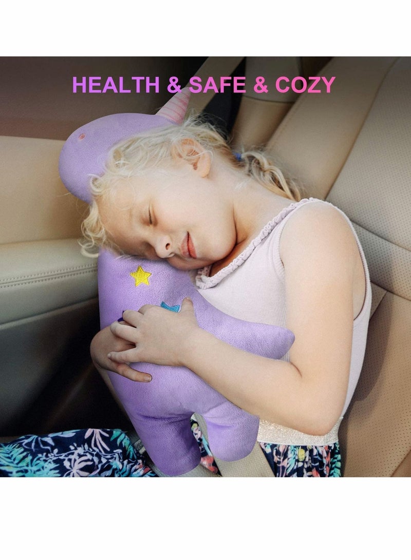 Seat Belt Pillow Kids - Cover, Vehicle Shoulder Pads, Car Seatbelt Cushion for Kids, Strap Pillows Animal Travel (Purple) - Image 2