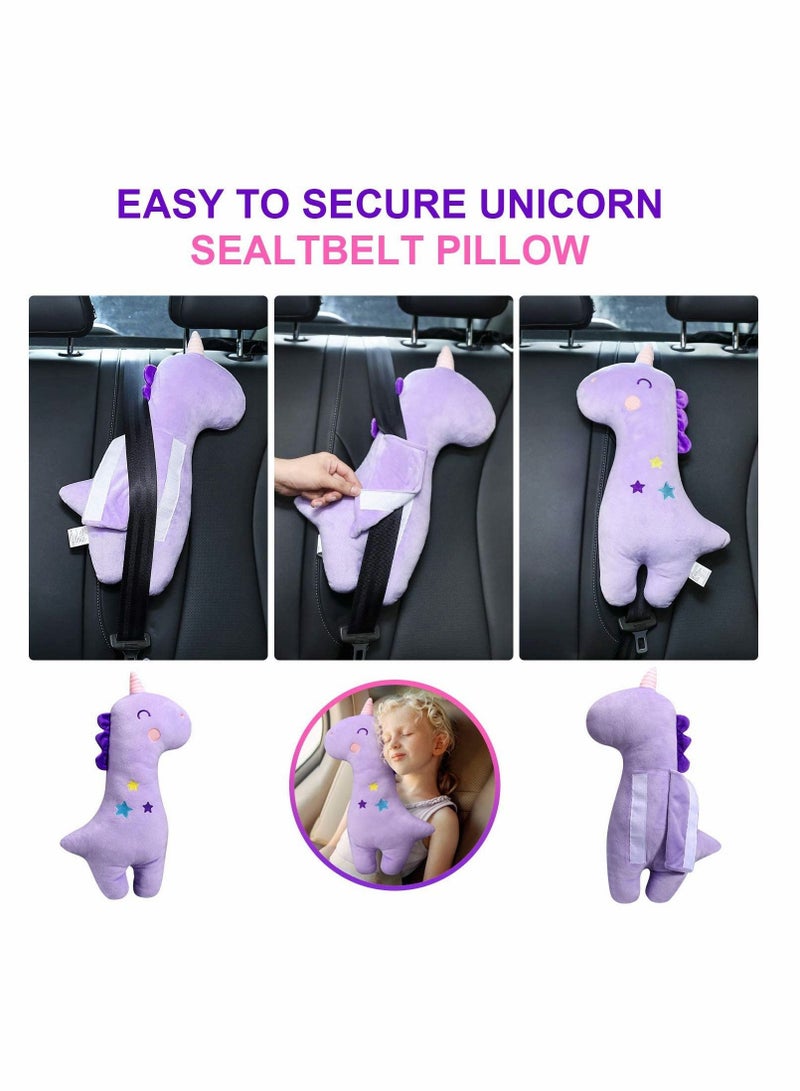 Seat Belt Pillow Kids - Cover, Vehicle Shoulder Pads, Car Seatbelt Cushion for Kids, Strap Pillows Animal Travel (Purple) - Image 4
