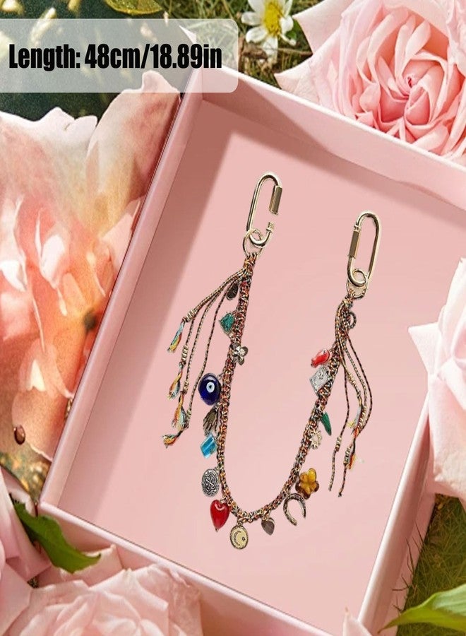 LSBDJDL Chain Beaded Rope Braided Keychain for Handbag Purse Backpack Accessories for Bag Purse Accessories for Women, Pink, 4.5in*1.1in - Image 2