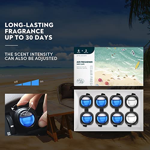 DRIVEJOY معطر هواء السيارة مشابك التهوية، 8 عبوات، 6 عطر المحيط، 2 عطر السيارة الجديدة، معطرات هواء تدوم طويلاً للرجال والنساء، تصل إلى 240 يومًا، مزيل الروائح - Image 4