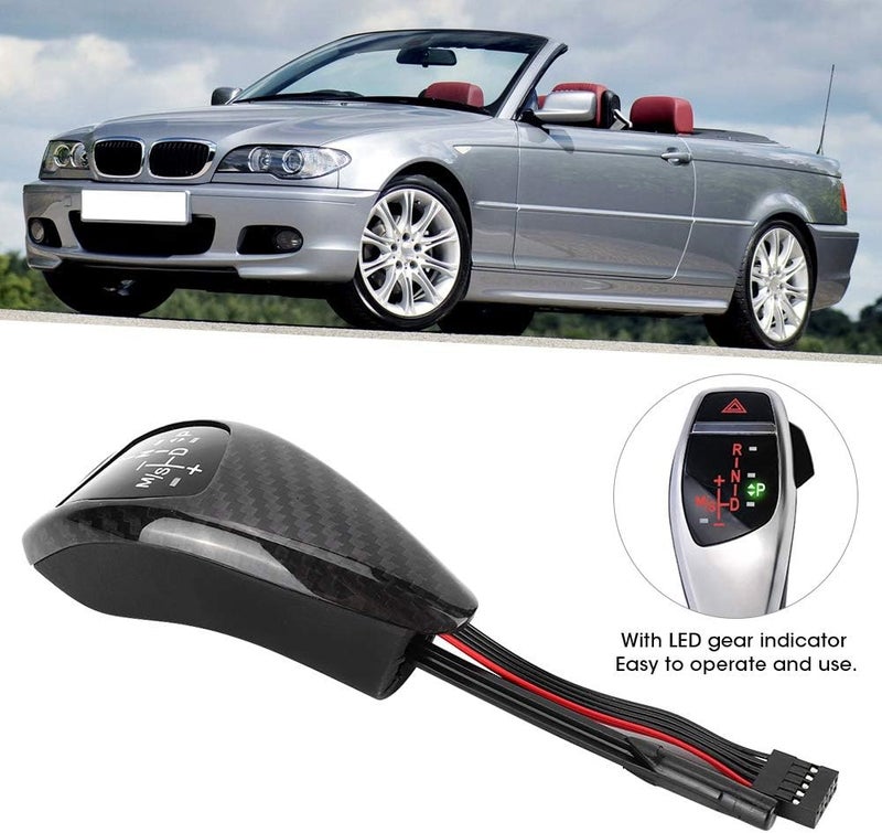 woobles Automatic Shift Knob - Car RHD LED Shift Knob Automatic Gear Shifter Lever Fits for E46 E60 E61(Carbon Fiber 2*2) Carbon Fiber 2*2 - Image 1