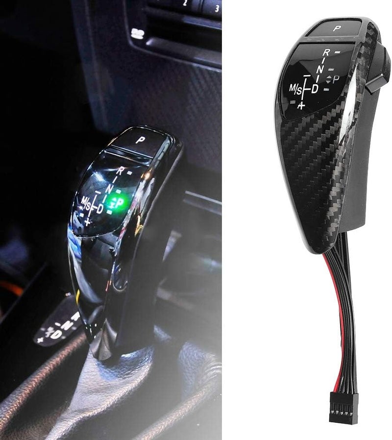 woobles Automatic Shift Knob - Car RHD LED Shift Knob Automatic Gear Shifter Lever Fits for E46 E60 E61(Carbon Fiber 2*2) Carbon Fiber 2*2 - Image 2