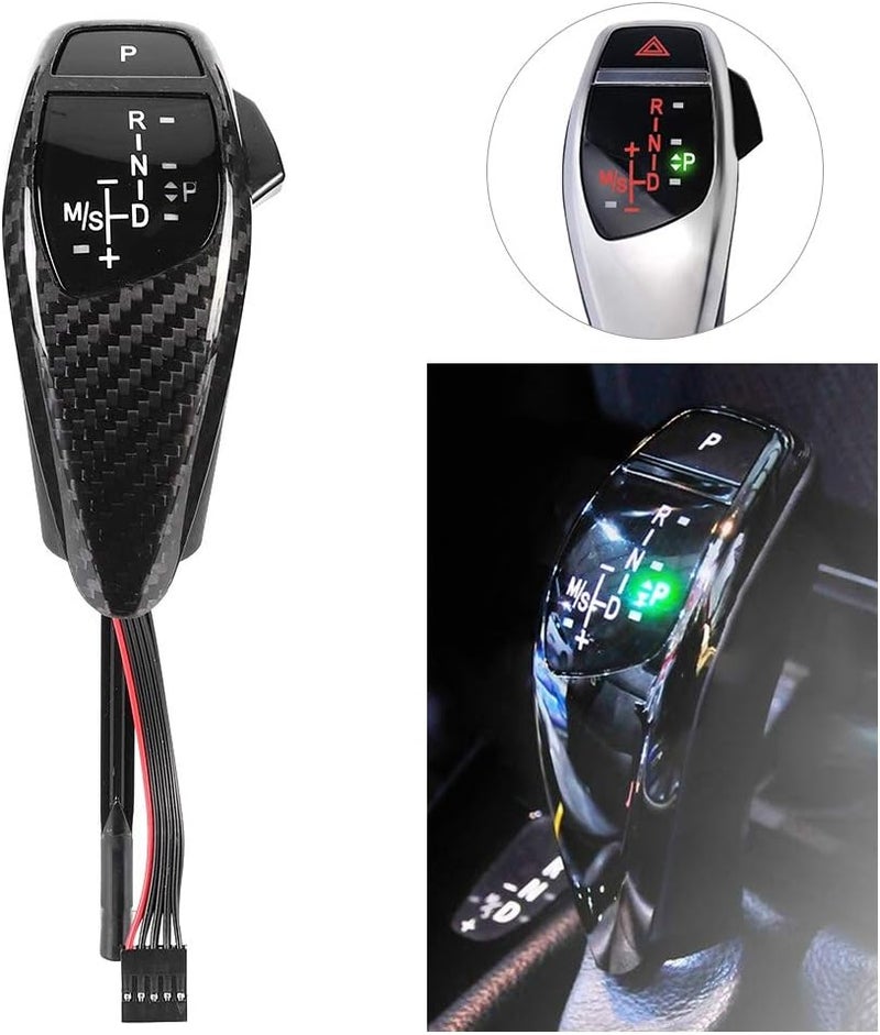 woobles Automatic Shift Knob - Car RHD LED Shift Knob Automatic Gear Shifter Lever Fits for E46 E60 E61(Carbon Fiber 2*2) Carbon Fiber 2*2 - Image 3