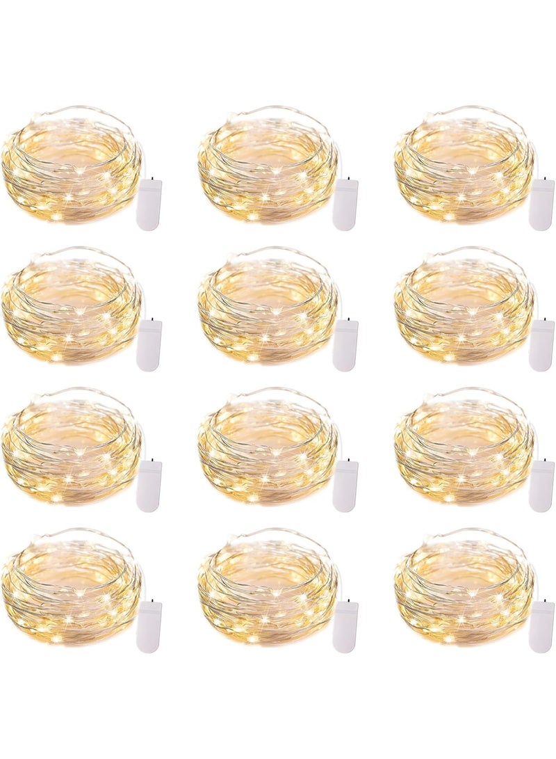 12 حزمة LED أضواء الجنية تعمل بالبطارية سلسلة أضواء - 7ft 20LED الماء سلك الفضة Firefly ستاري أضواء القمر لليدوي الحرف الزفاف طاولة المركزية غرفة النوم الحزب عيد الميلاد - Image 1
