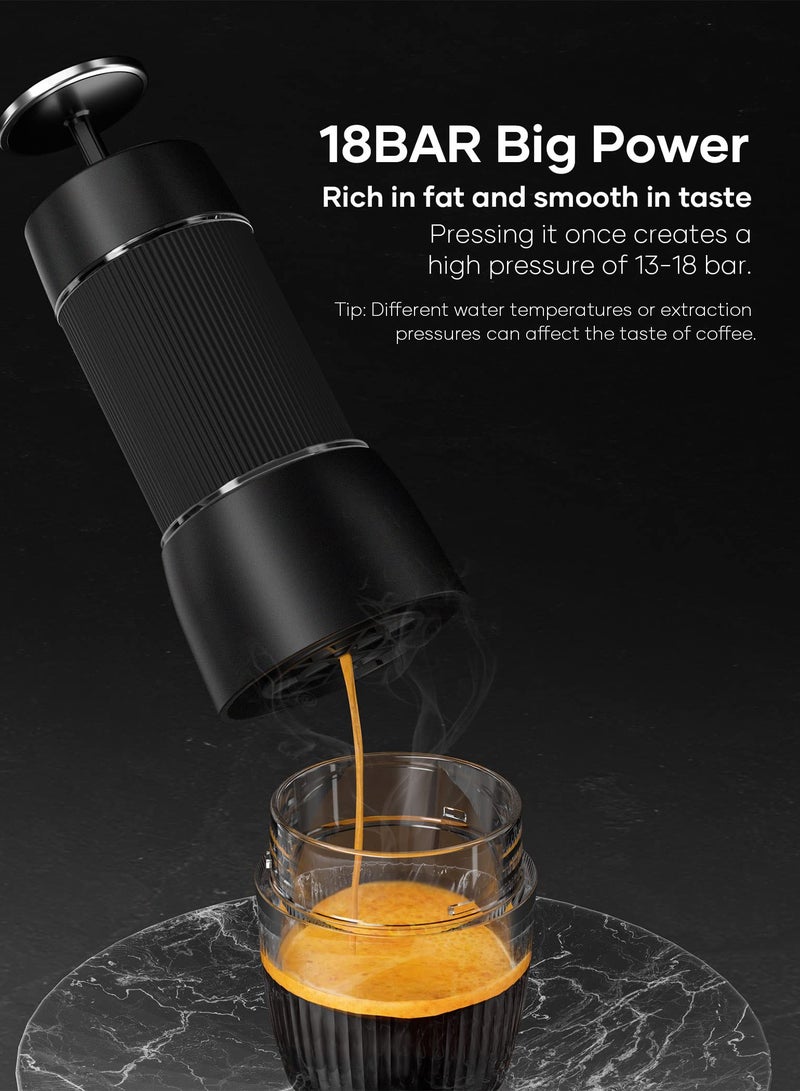 Portable Espresso Machine Travel Coffee Maker 2 in 1 Small Mini Presso Compatible with Nespresso Original Capsules 18 Bar Pressure Manual Aeropress Coffee Machine - Image 3