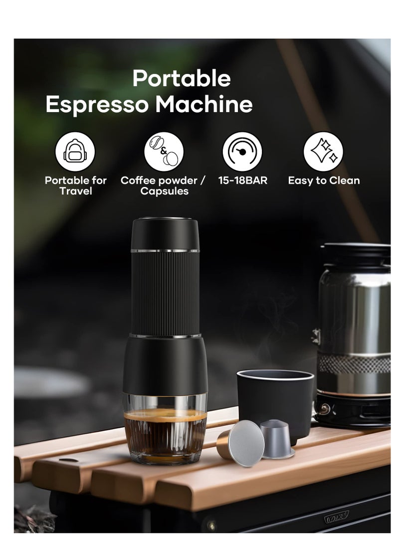 Portable Espresso Machine Travel Coffee Maker 2 in 1 Small Mini Presso Compatible with Nespresso Original Capsules 18 Bar Pressure Manual Aeropress Coffee Machine - Image 2