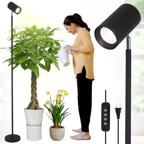 HMVPL Grow Lights Stand for Indoor Plants Full Spectrum Tall Plant Light for Indoor Growing with 20W COB Plant Light Bulb,4/8/12H Timer, Led Growth Floor Lamp for Large Plant Seedling(6 Level Height) - Image 1