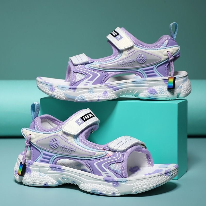 Girls' Sandals 2024 Summer Non-Slip Large Children Girls' Open Toe Non-Slip Breathable Sports Soft Sole Children'S Beach Shoes - Image 3