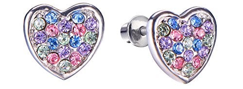 Regetta Jewelry Girls Screwback Pink Earrings, Heart Cubic Zirconia, Pink Screw Back Earrings for Girls with Stainless Steel Post (Multicolor) - Image 1