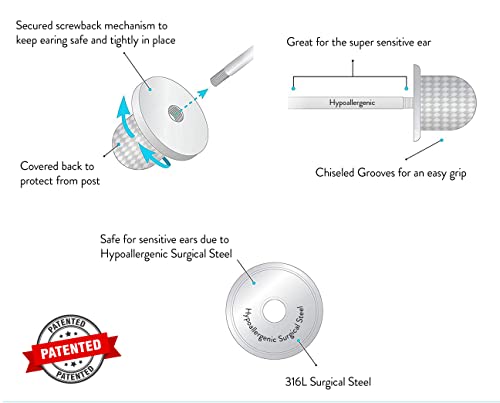 Regetta Jewelry Girls Screwback Pink Earrings, Heart Cubic Zirconia, Pink Screw Back Earrings for Girls with Stainless Steel Post (Multicolor) - Image 3