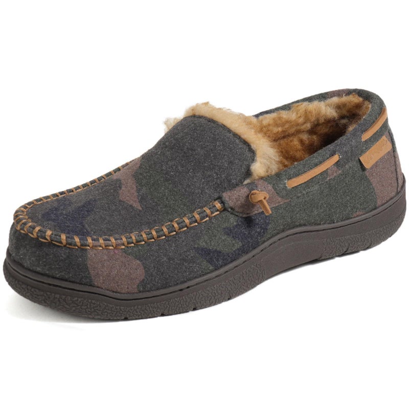 Zigzagger Men's Moccasin Slippers Memory Foam House Shoes, Indoor and Outdoor Warm Loafer Slippers(Camouflage,9) - Image 1