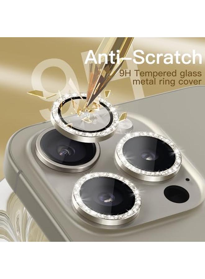 جي تيك واقي عدسة الكاميرا لهاتف آيفون 15 برو 6.1 بوصة وآيفون 15 برو ماكس 6.7 بوصة، غطاء معدني فردي من الزجاج المقوى 9H شفاف عالي الدقة، مجموعة واحدة من التيتانيوم الطبيعي - Image 5