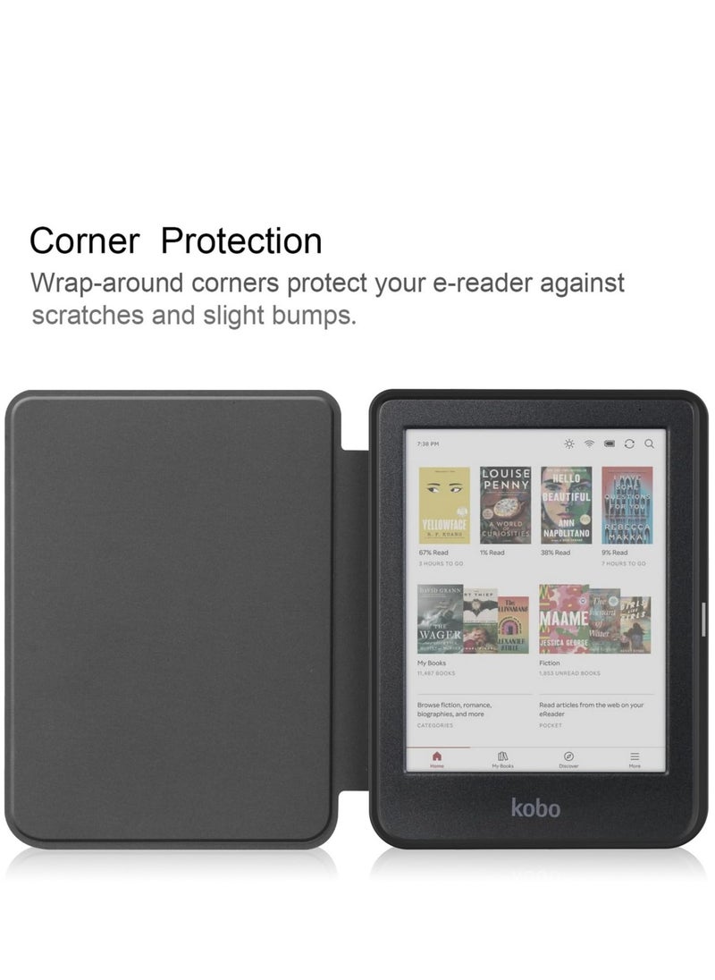 Generic - Case for Kobo Clara Colour 6.0inch 2024 Released with Auto Sleep/Wake Soft TPU Matte Back Cover Slim Lightweight Shell Protective Smart Cover for Kobo Clara BW 6inch Case -Black - Image 1