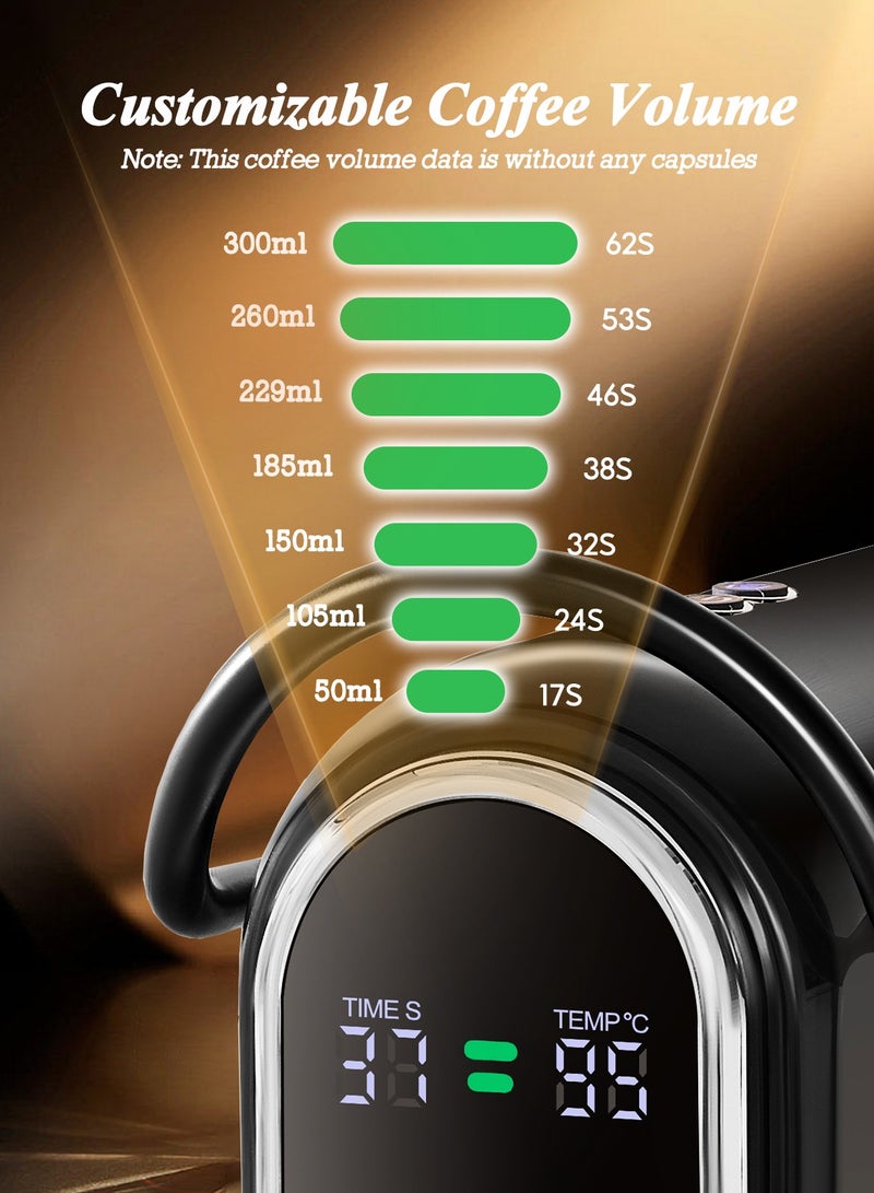 Cafelffe New 4-In-1 Automatic Capsule Coffee Machine With Temperature And Coffee Volume Adjustment Hot Cold Brew Espresso Coffee Maker Compatible With Larger Cup Size 1450W Black - Image 3