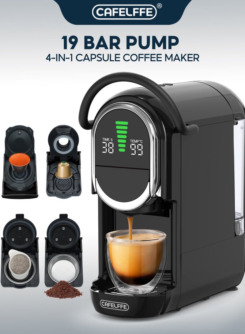 Cafelffe New 4-In-1 Automatic Capsule Coffee Machine With Temperature And Coffee Volume Adjustment Hot Cold Brew Espresso Coffee Maker Compatible With Larger Cup Size 1450W Black - Image 1