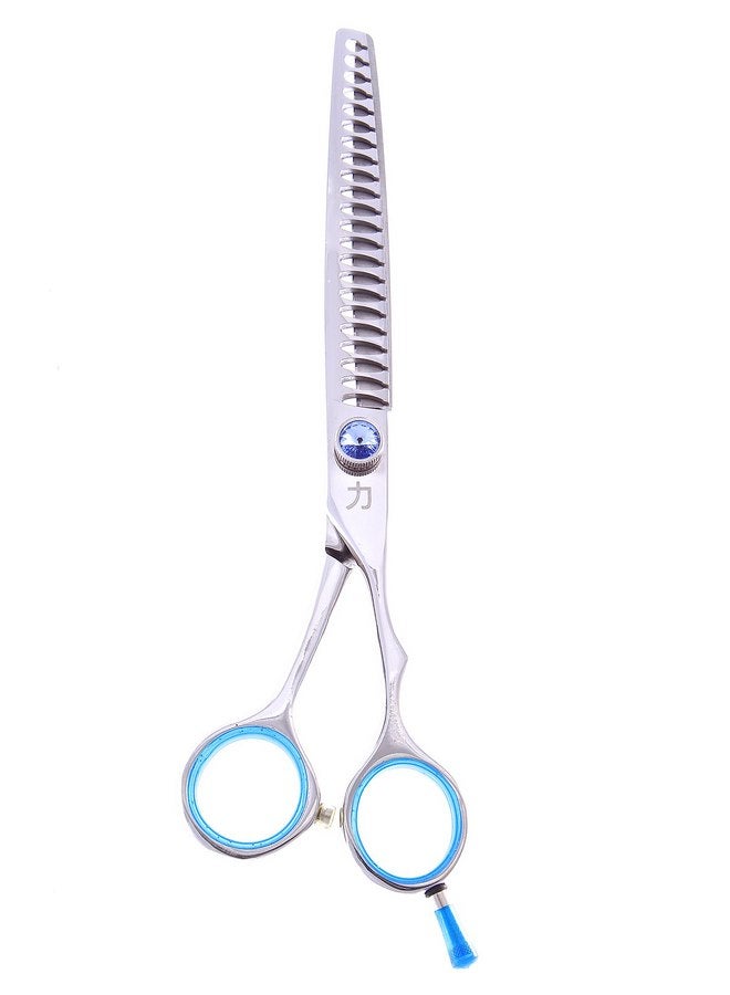 طقم مقصات شيرز دايركت اليابانية 440C ذات 22 سنًا مع تخفيف بنسبة 65 إلى 70 بالمائة وشد قابل للتعديل للأحجار الكريمة، 7.5 بوصة