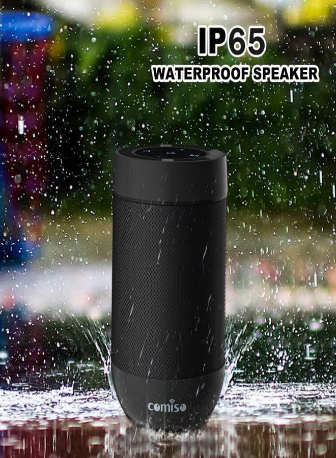 comiso Bluetooth Speaker, Portable Bluetooth Speakers with Wireless Stereo Pairing, Built in Mic, 360° HD Sound,IP65 Waterproof Speaker,Support TF Card, for Home/Party/Outdoor/Beach, Gift For Men/Women-Black - Image 3