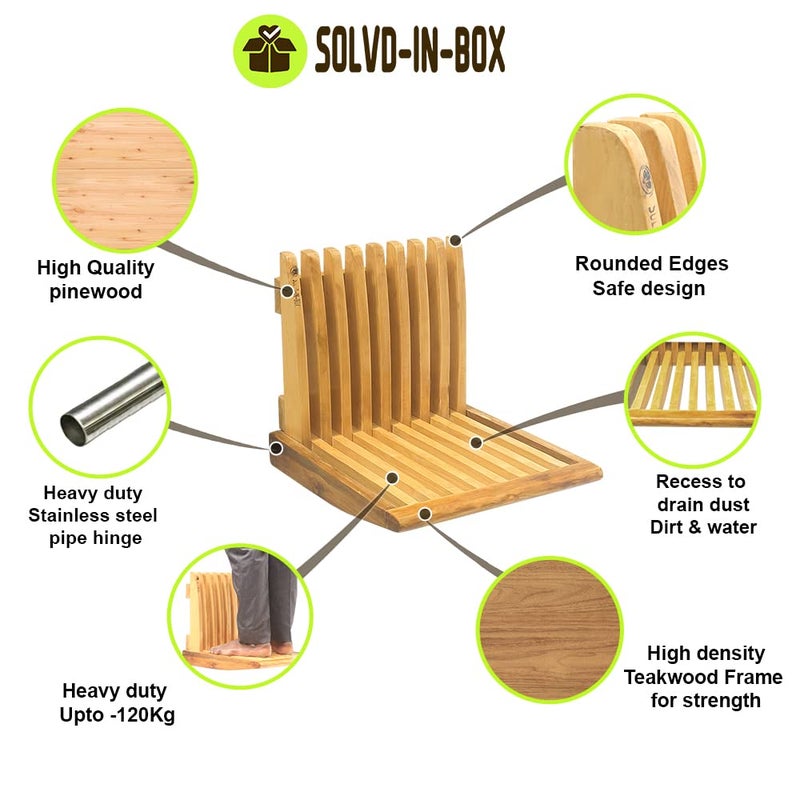 SOLVD-IN-BOX SOLVDINBOX Wall Mounted Foldable Chair Folding Seat Stool AntiSlip Safety Chair for Elder Wall Mounted Foldable Save Space for Children Wall Stool Safety Chair WallMounted Foldable Seating Chair - Image 3
