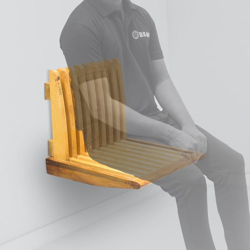 SOLVD-IN-BOX SOLVDINBOX Wall Mounted Foldable Chair Folding Seat Stool AntiSlip Safety Chair for Elder Wall Mounted Foldable Save Space for Children Wall Stool Safety Chair WallMounted Foldable Seating Chair - Image 1