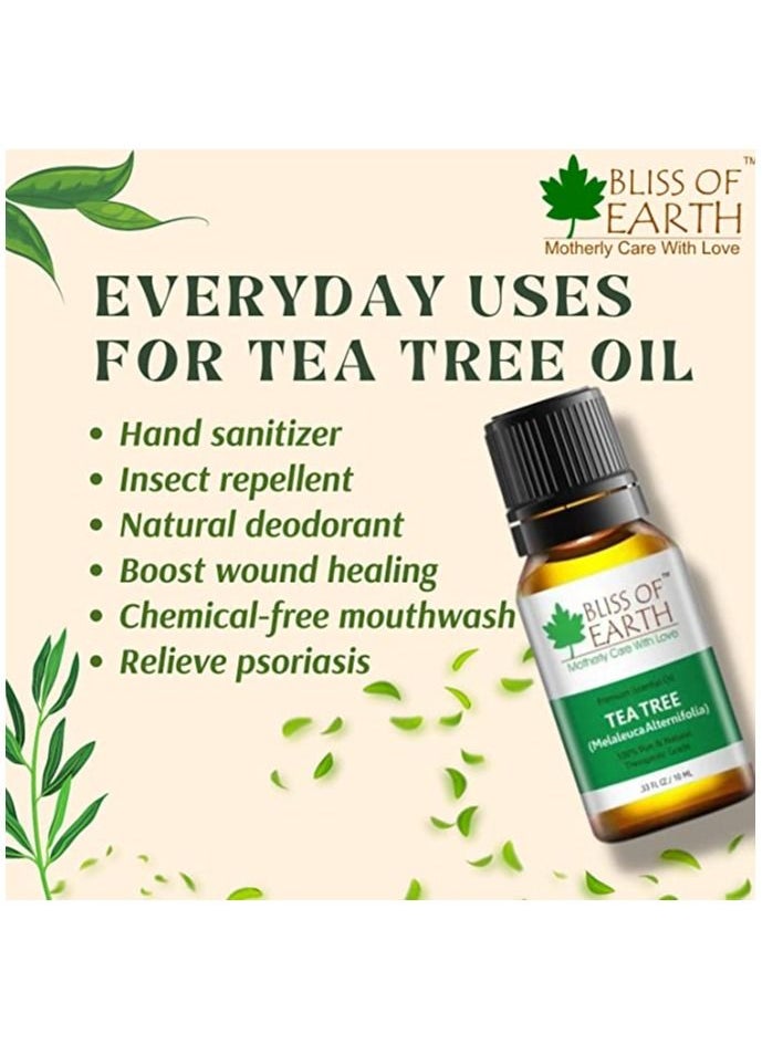 BLISS OF EARTH Bliss Of Earth Pure Australian Tea Tree Green & Lemongrass Essential Oils Combo 10ml For Mosquito & Bug Repelling Pack Of 2  - Image 4