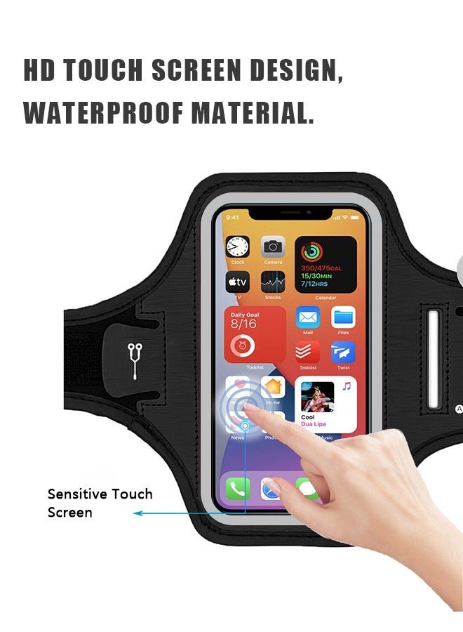 Generic Sports Armband Bag with Phone Bag, PU Waterproof Reflective Strip Multifunctional Storage Running Armband Pouch, Adjustable Strap and Card Key Pocket Phone Holder (Black) - Image 3