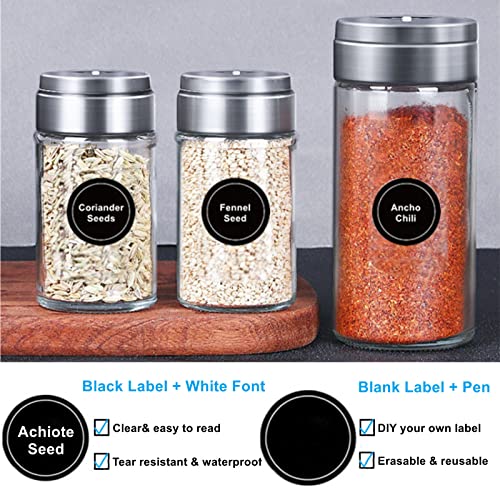 Seropy 180 Spice Labels for Food Containers, Chalkboard Labels for Jars, Spice Label Stickers Herb Seasoning Kitchen Pantry Labels, Small Chalk Sticker Spice Jar Label Round 168 Printed, 1 Erasable Chalk - Image 4