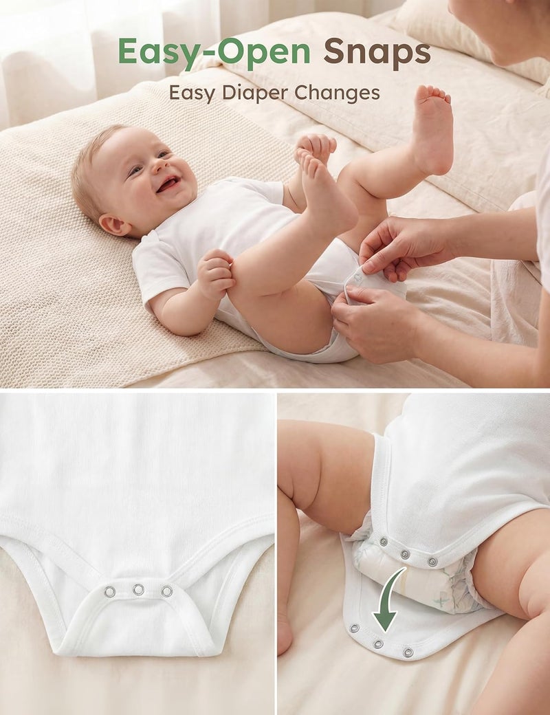 Yoofoss Baby Bodysuits 100% Organic Cotton Baby Short Sleeve Baby Boys Girls Clothes Soft Newborn Infant Romper,5 Pack,Newborn - Image 4