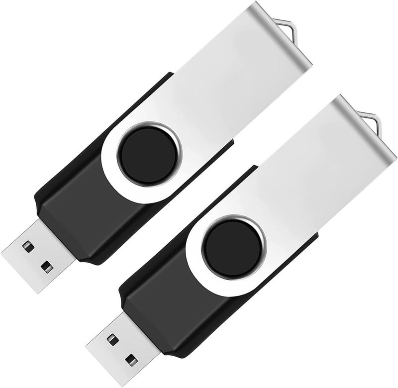 Maspen 2 Pack 64GB USB Flash Drive USB 2.0 Thumb Drives with Swivel Design - Black - Image 1