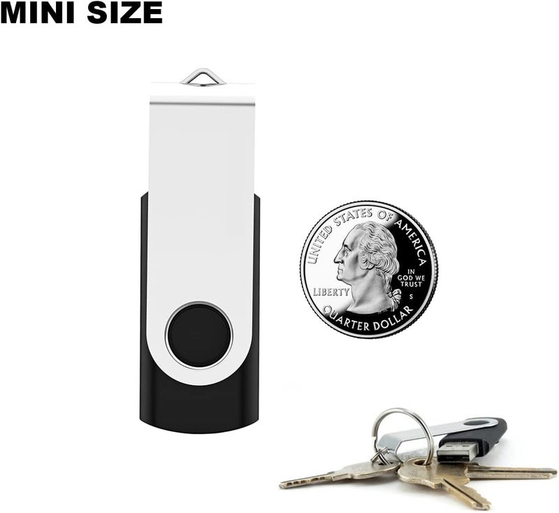 Maspen 2 Pack 64GB USB Flash Drive USB 2.0 Thumb Drives with Swivel Design - Black - Image 5