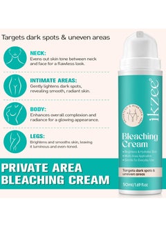 IKZEE 50ml Bleaching Cream Hydrating Brightening Gentle Intimate Creams for Private Part Elbow Underarm Knees Neck Remove Dark Spots and Target Uneven Areas Skin Lightening Whitening Cream  - Image 2
