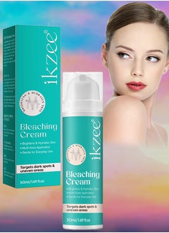 IKZEE 50ml Bleaching Cream Hydrating Brightening Gentle Intimate Creams for Private Part Elbow Underarm Knees Neck Remove Dark Spots and Target Uneven Areas Skin Lightening Whitening Cream  - Image 1