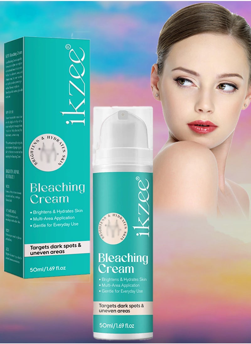 IKZEE 50ml Bleaching Cream Hydrating Brightening Gentle Intimate Creams for Private Part Elbow Underarm Knees Neck Remove Dark Spots and Target Uneven Areas Skin Lightening Whitening Cream  - Image 1
