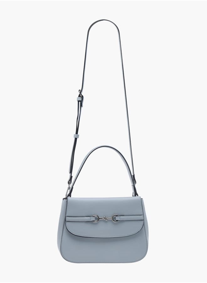 Celeste Women Solid Satchel Bag with Adjustable Strap and Button Closure  - Image 2