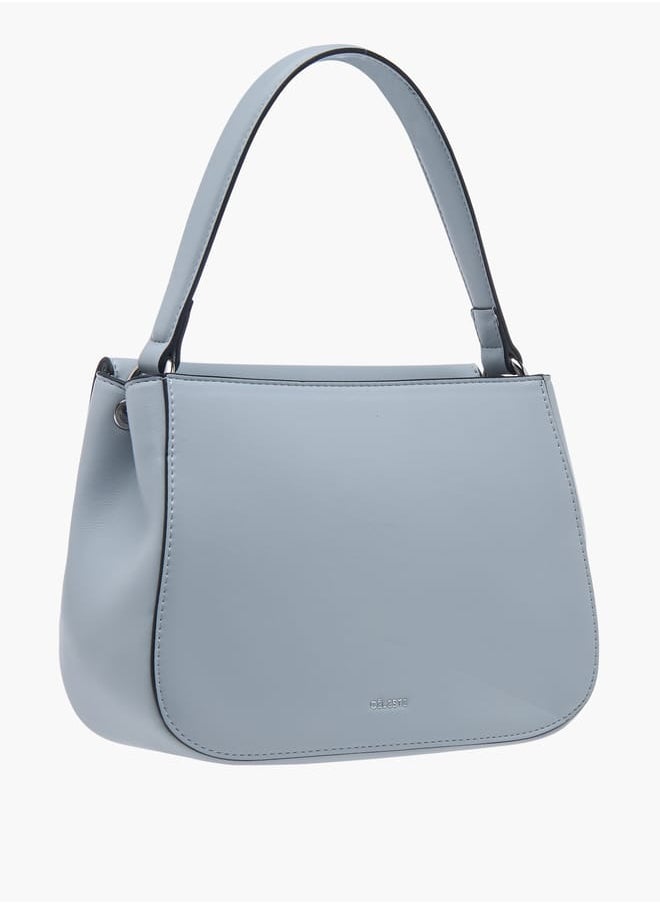 Celeste Women Solid Satchel Bag with Adjustable Strap and Button Closure  - Image 3