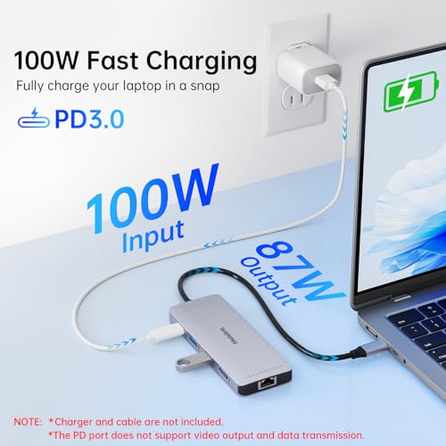 Melelink USB C Hub Ethernet, 10 in 1 USB-C to HDMI Adapter 4K@60Hz with Gigabit Ethernet, 100W PD, USB-A&C Data Ports and SD/TF Slot, USBC Dock MultiPort Dongle for MacBook, Dell, HP, Lenovo, etc - Image 5