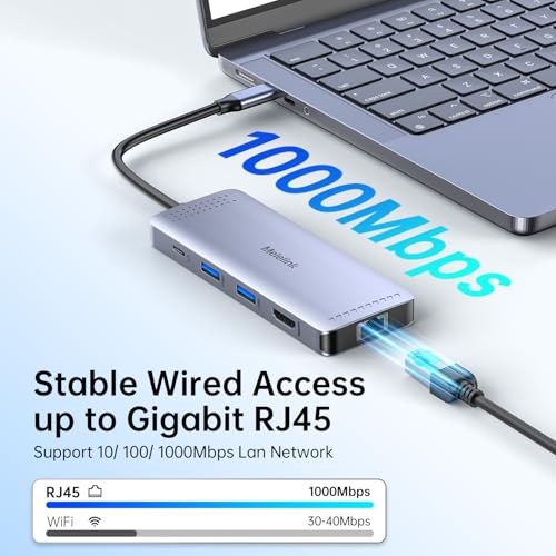 Melelink USB C Hub Ethernet, 10 in 1 USB-C to HDMI Adapter 4K@60Hz with Gigabit Ethernet, 100W PD, USB-A&C Data Ports and SD/TF Slot, USBC Dock MultiPort Dongle for MacBook, Dell, HP, Lenovo, etc - Image 4