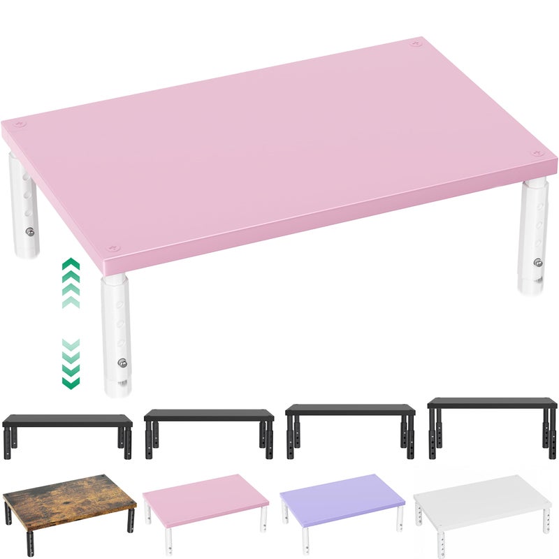 OPNICE Adjustable Computer Monitor Stand Riser for Desk, Desk Organizer & Office Decor for Women, Laptop Stand, Office Desk Accessories & Workspace Organizers for Home Office, Pink Wood - Image 1