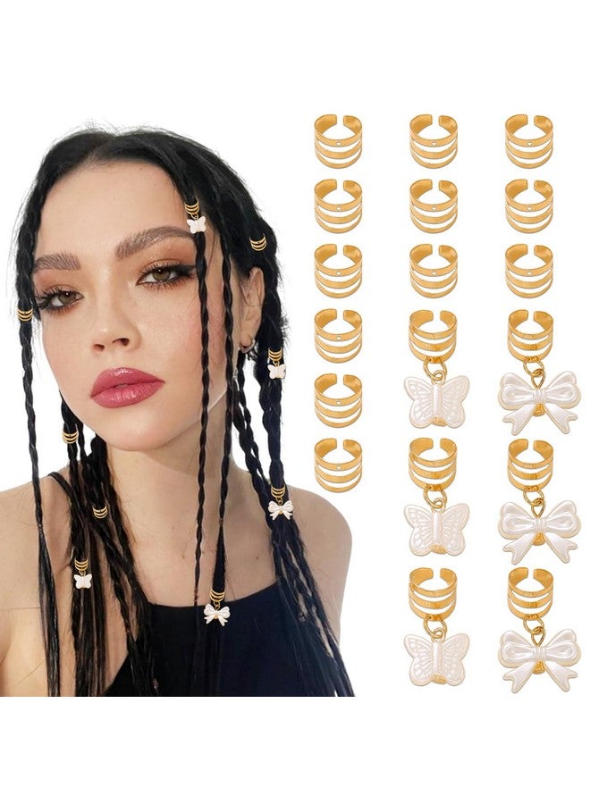RUSTAMM 15 Pcs Hair Jewelry for Braids Accessories Gold Bow Butterfly Star Metal Alloy Beads Cuffs Clip for Women Men Girls Dreadlock Decorations Party Styling Tools - Image 1