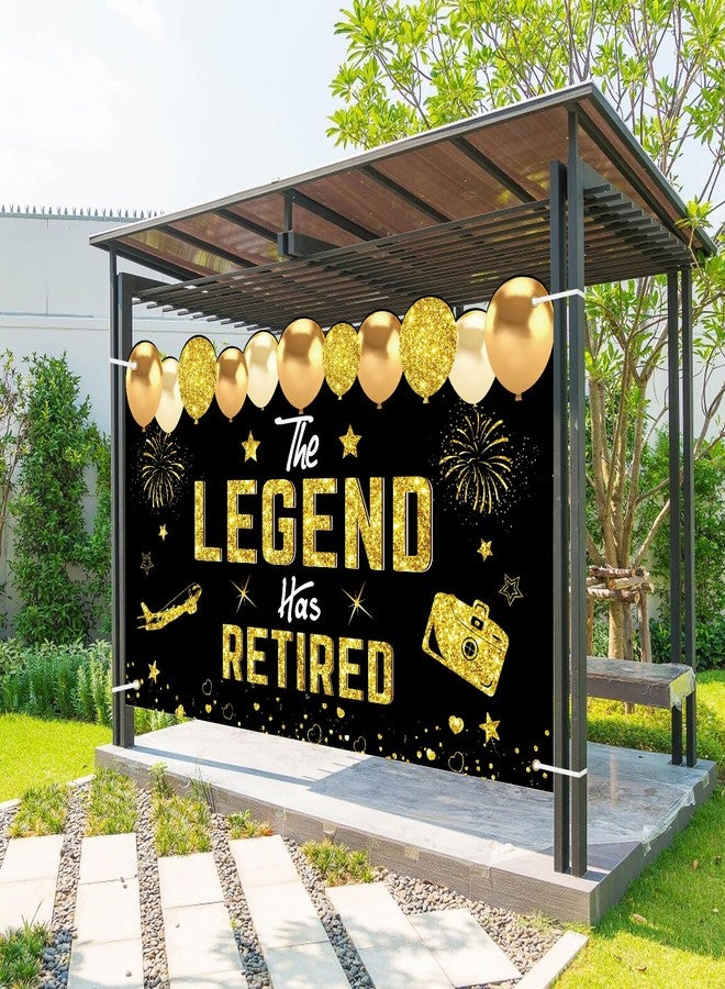 Uiorgui Retirement Party Decorations, Black Gold Retirement Banner for Men Women The Legend Has Retired Banner Retired Backdrop Party Supplies Sign - Image 4